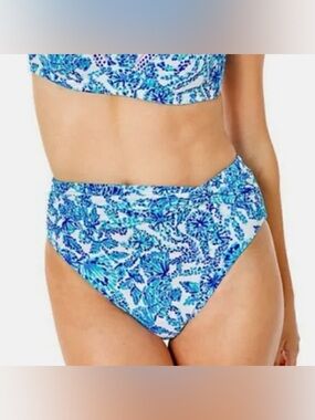 Lilly Pulitzer Yarrow Bikini Bottom Turquoise Oasis “Shell Me You Love Me” Sz.8